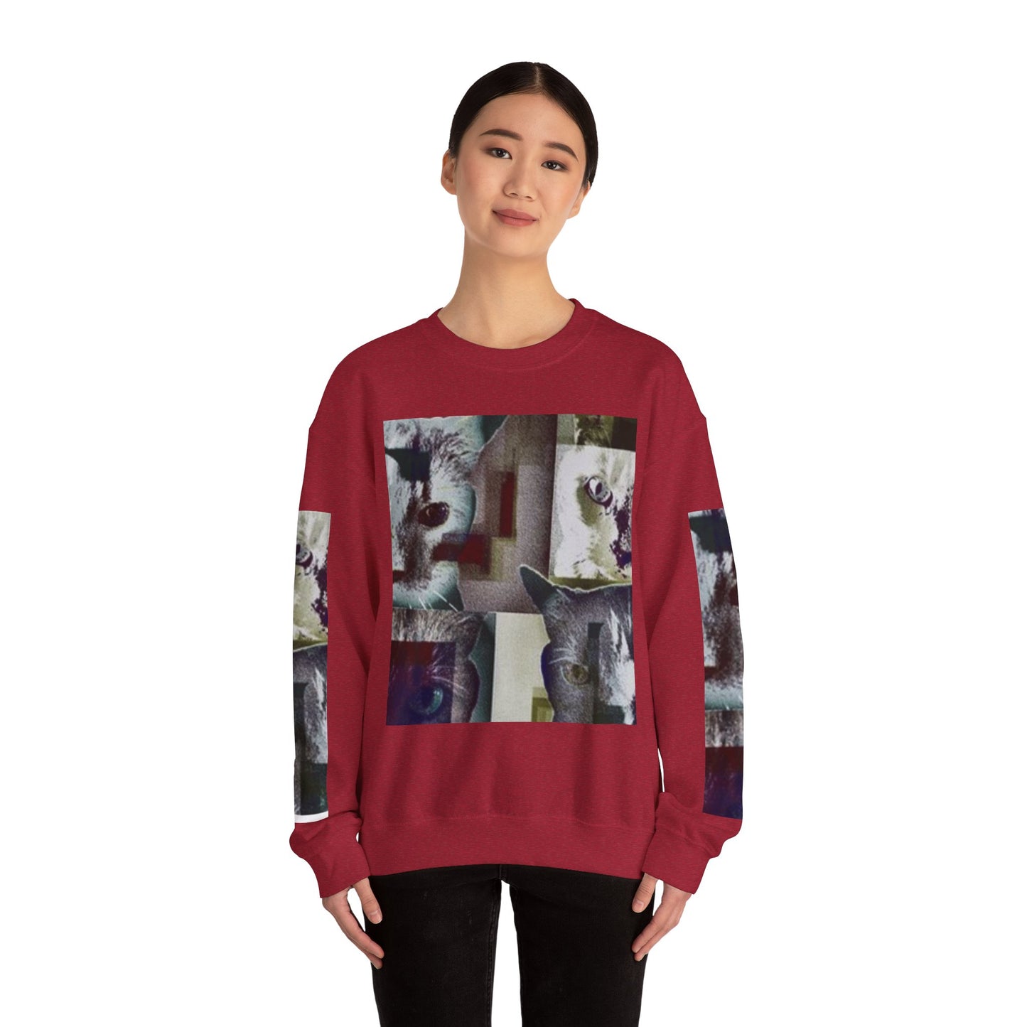 Cozy Cat Lover Crewneck Sweatshirt - Artistic Feline Design