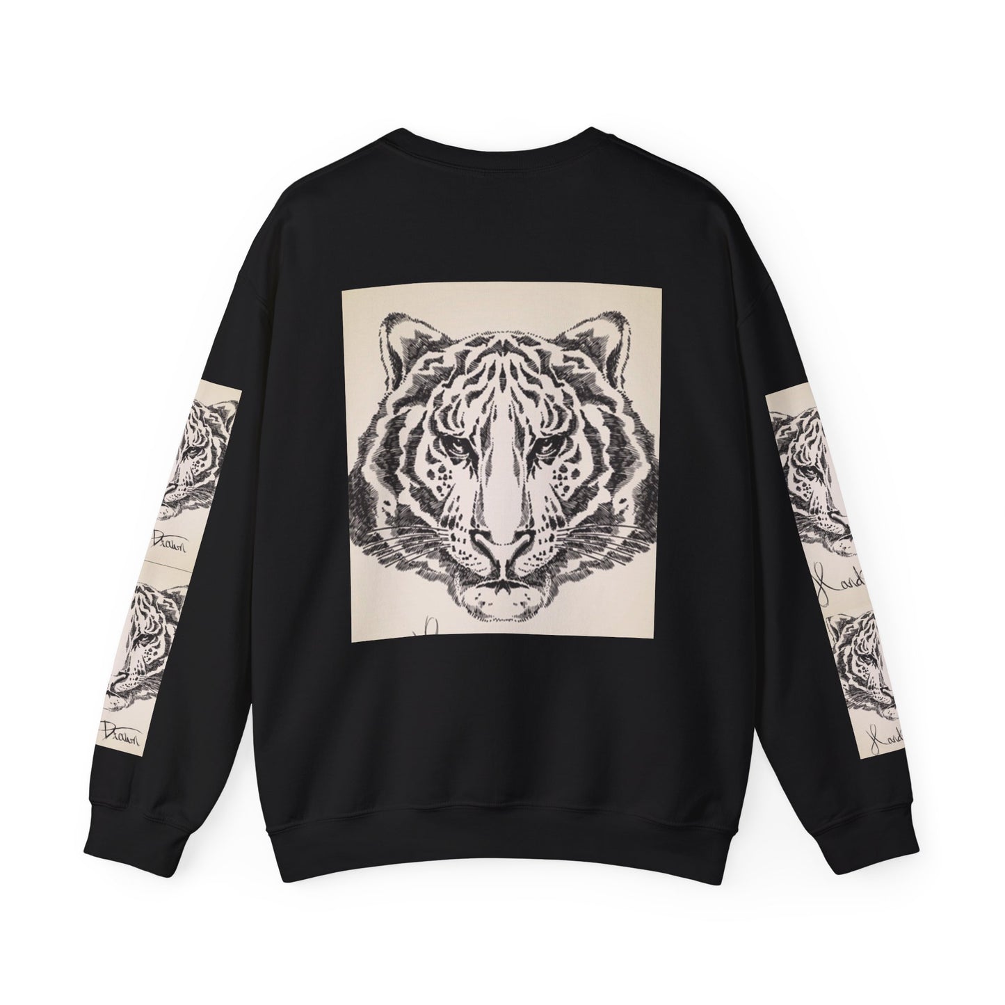 Artistic Tiger Print Crewneck Sweatshirt – Unisex Heavy Blend