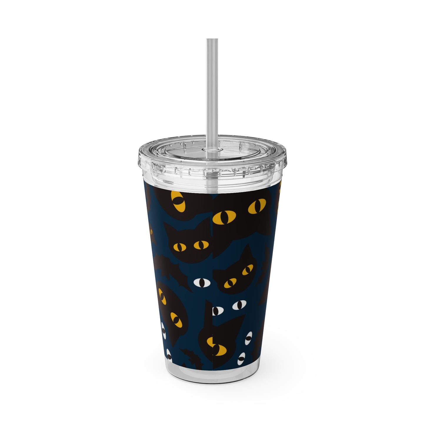 Sunsplash Cat Tumbler with Straw – 16oz Halloween Travel Cup