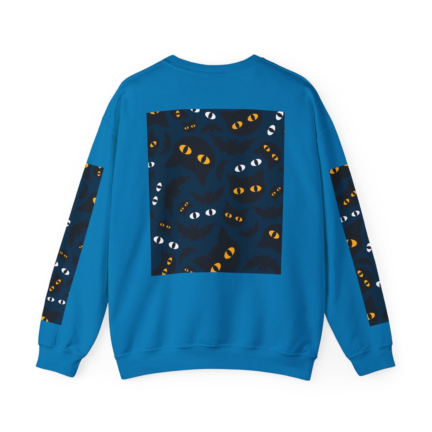 Halloween-Themed Unisex Crewneck Sweatshirt with Spooky Eyes and Bird Design