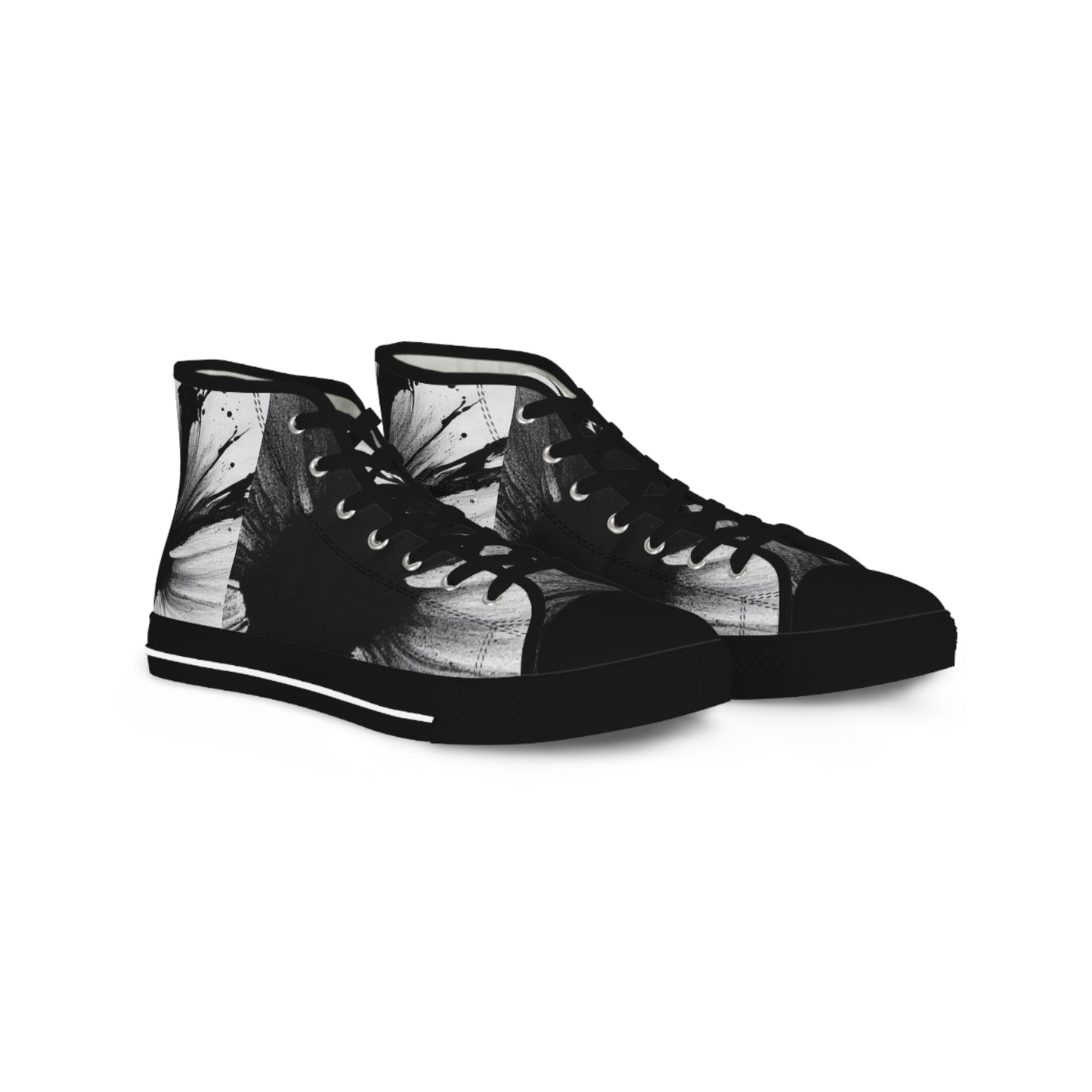 Stylish Black and White High Top Sneakers for Men - Trendy Art-Inspired Footwear