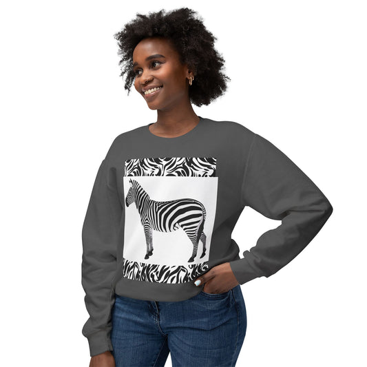 Zebra Print Unisex Lightweight Crewneck Sweatshirt - Chic & Stylish Casual Wear