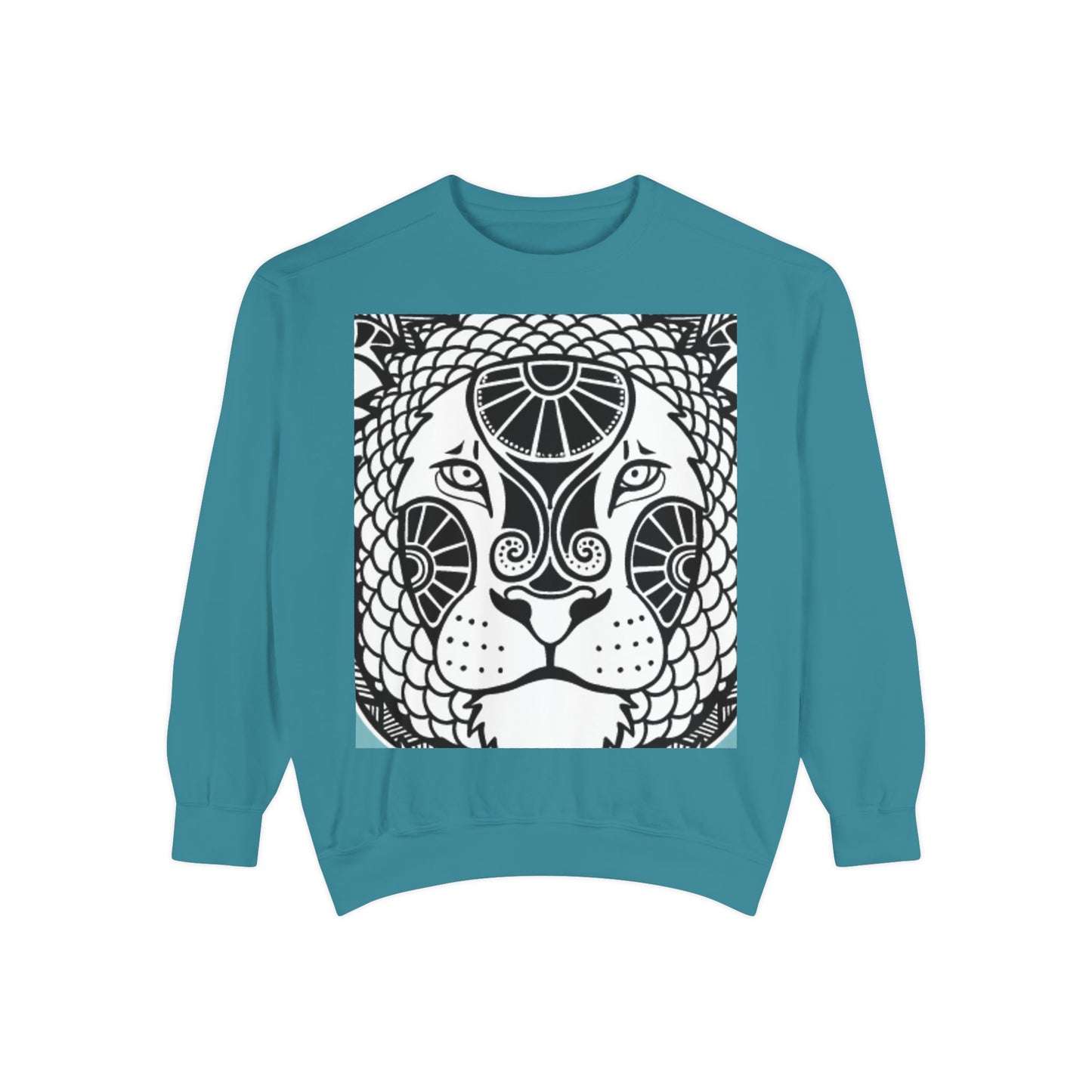Bohemian Lion Unisex Garment-Dyed Sweatshirt - Cozy & Stylish Animal Graphic Tee for Nature Lovers