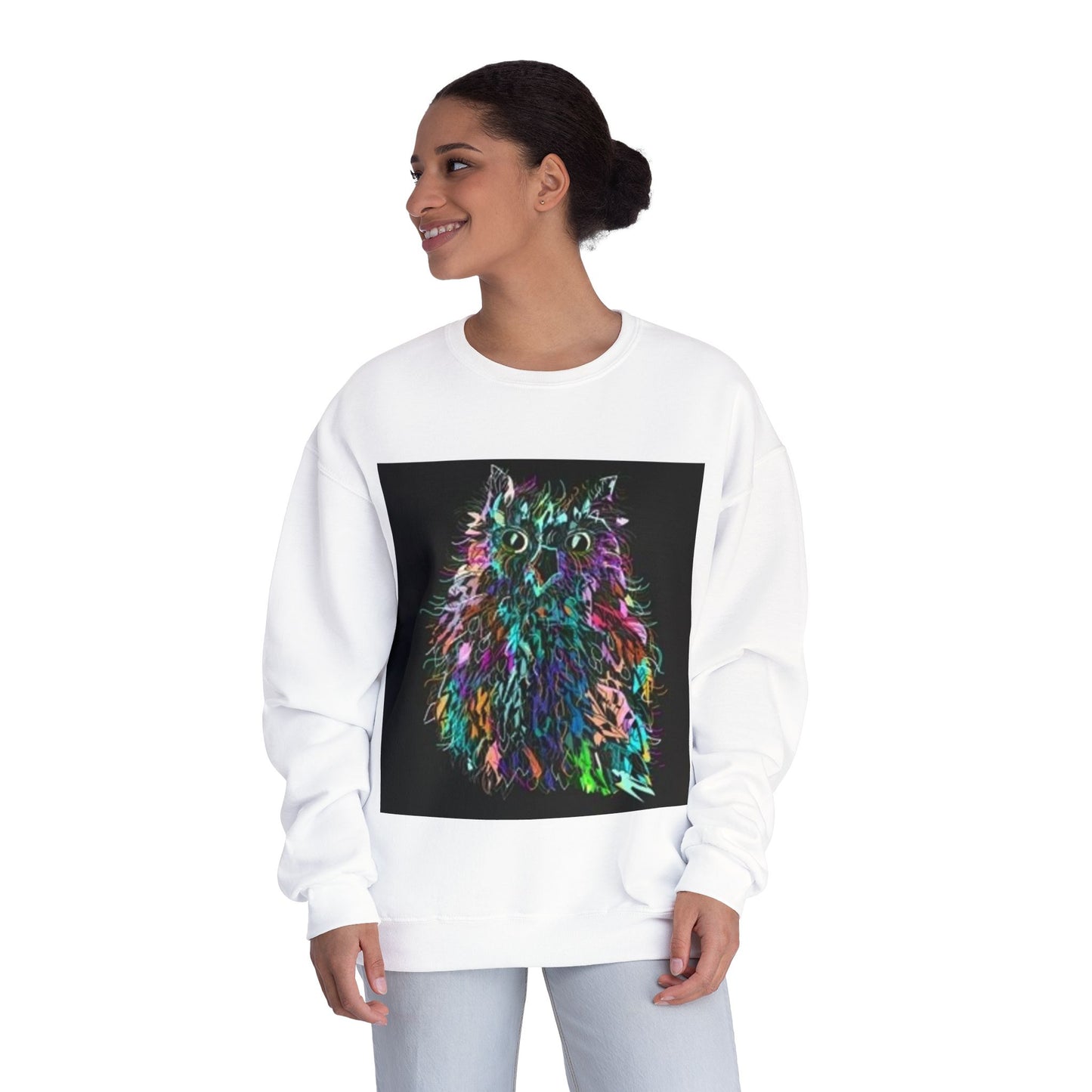 Colorful Cat Graphic Unisex Crewneck Sweatshirt