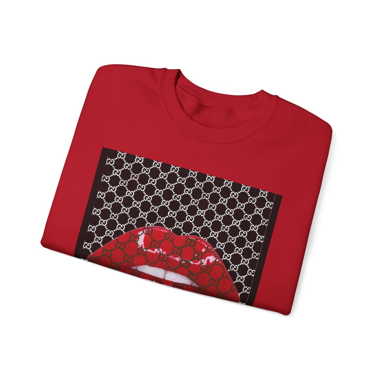 Trendy Unisex Graphic Crewneck Sweatshirt with Lip Design