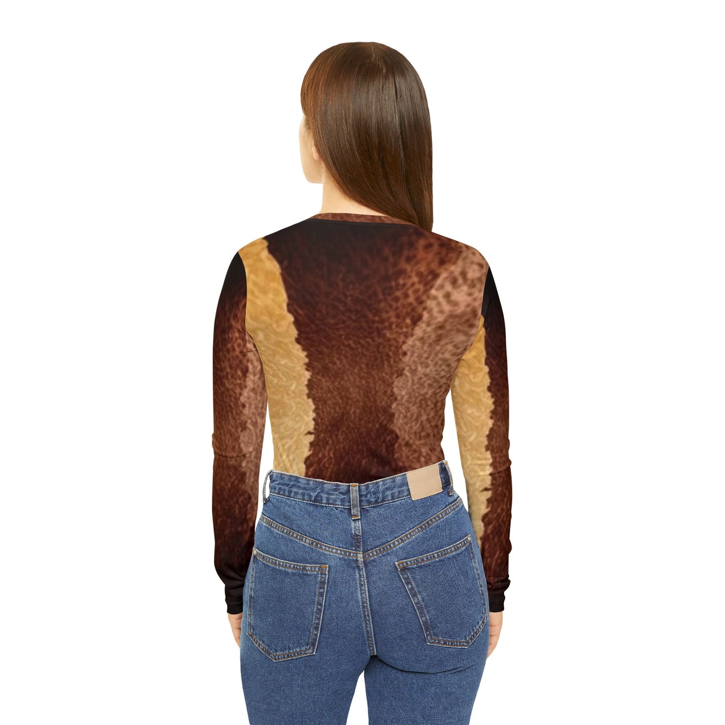Boho Chic Women's Long Sleeve V-Neck Shirt - Earthy Print for Casual Elegance