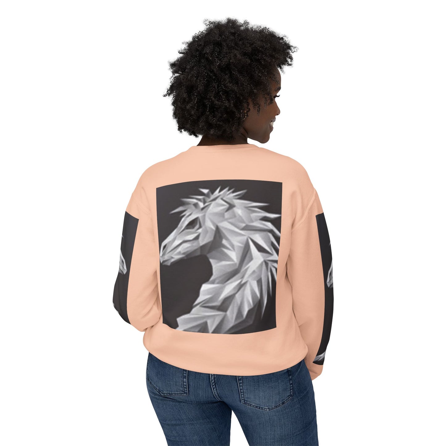 Unisex Lightweight Crewneck Sweatshirt - Stylish Geometric Horse Design