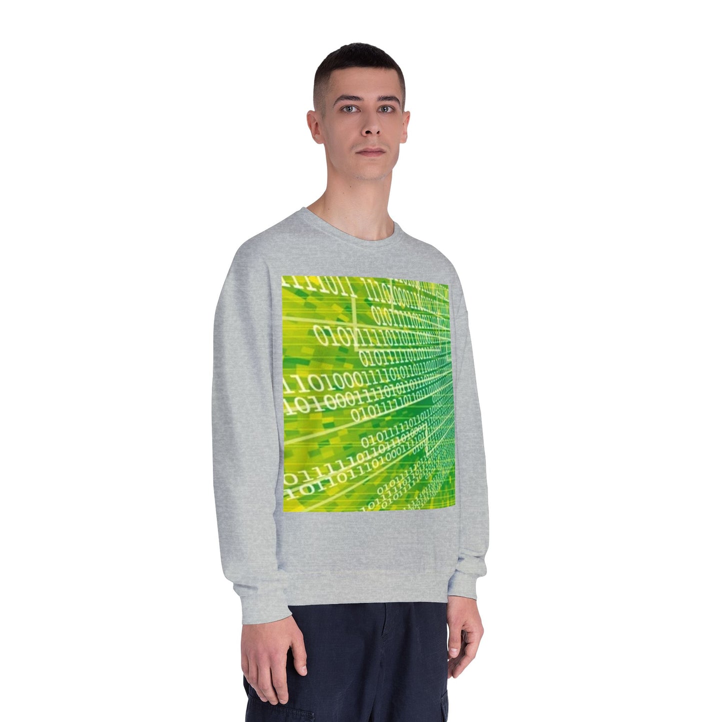 Binary Code Inspired Unisex Crewneck Sweatshirt - Tech Vibe for Cyber Enthusiasts