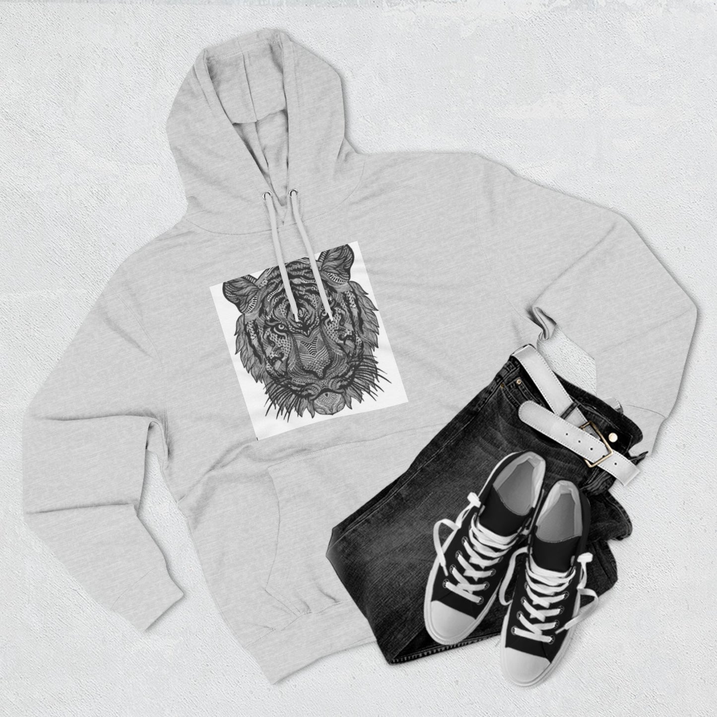 Majestic Tiger Hoodie - Cozy Three-Panel Fleece for Wildlife Lovers