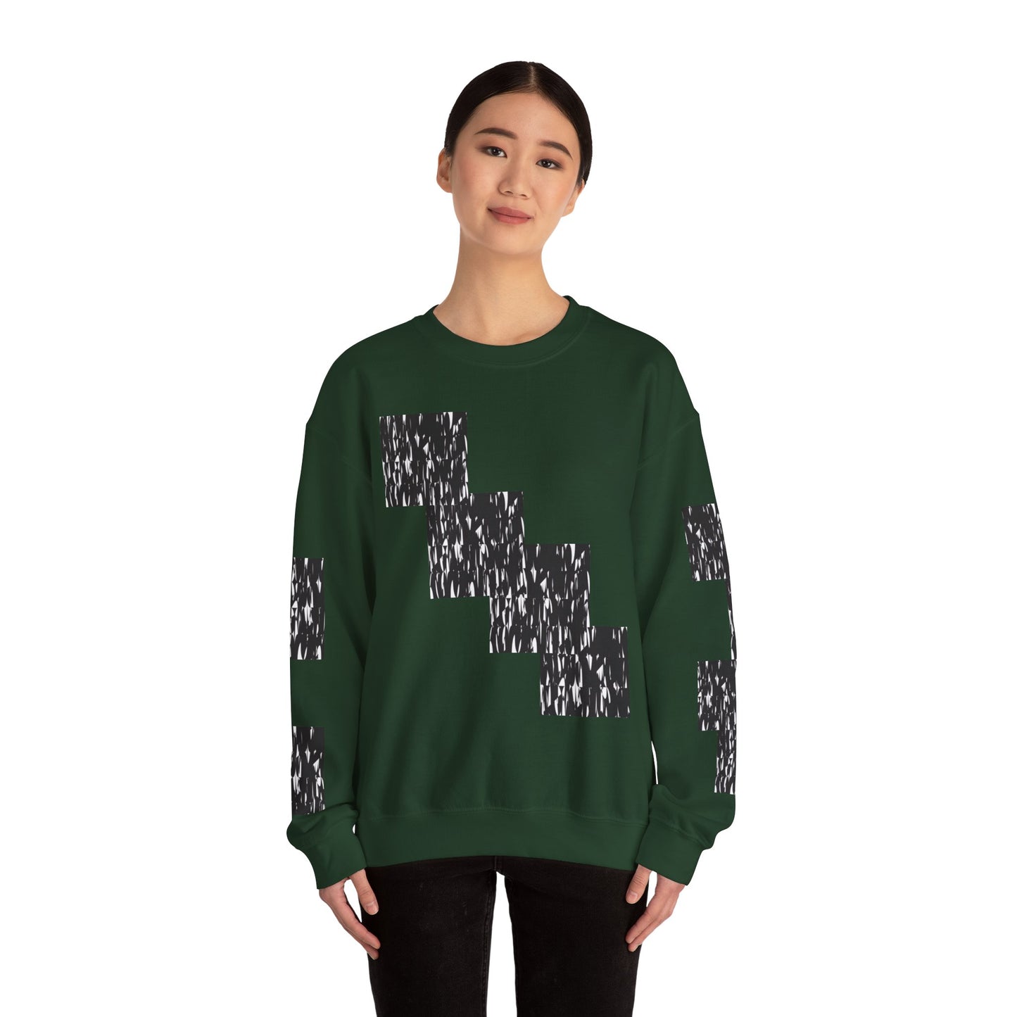 Trendy Graphic Crewneck Sweatshirt | Modern Abstract Black & White Design