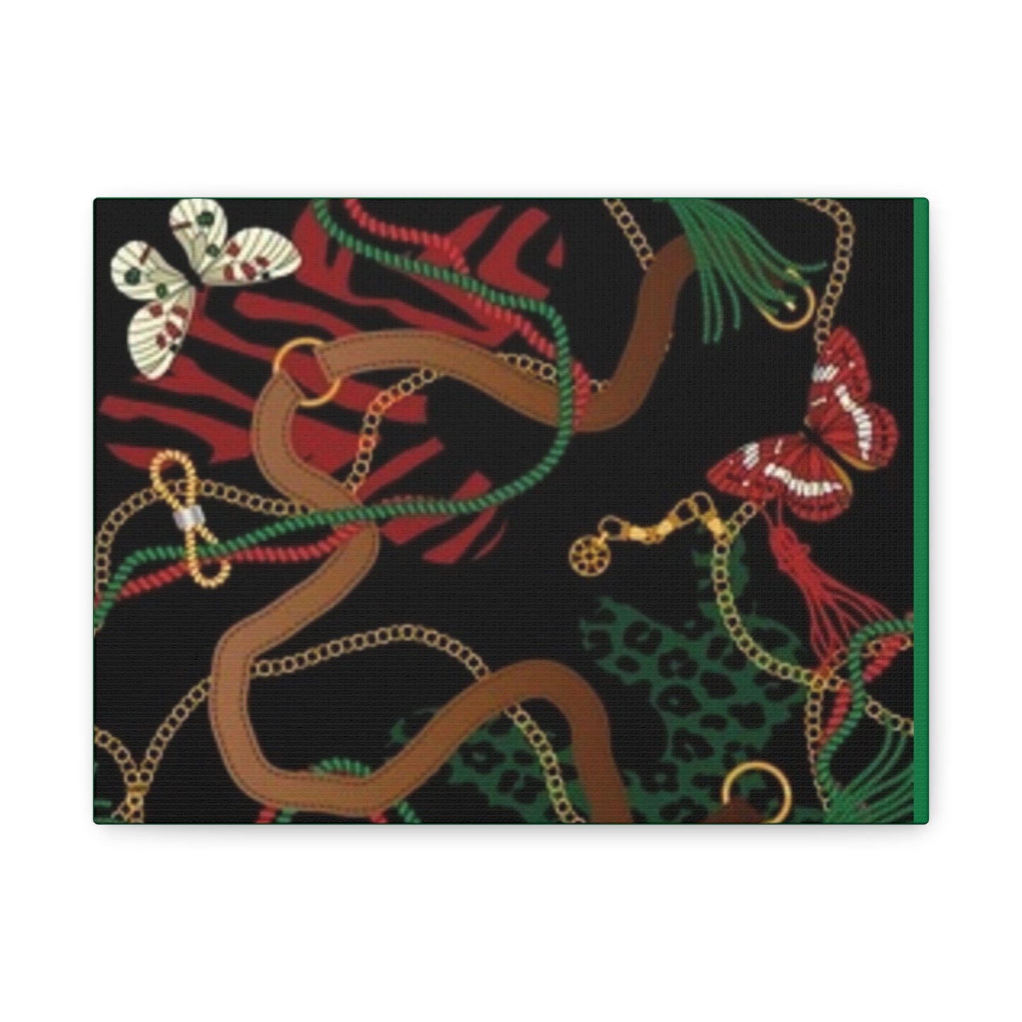 Elegant Matte Canvas Wall Art - Unique Mixed Pattern with Butterflies & Chains
