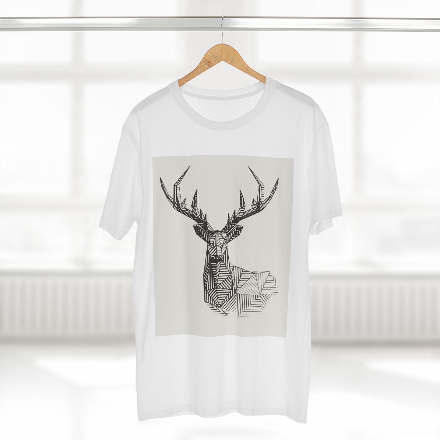 Geometric Deer & Spider Web Adult Staple Tee - Nature-Inspired Graphic T-Shirt for Outdoor Enthusiasts