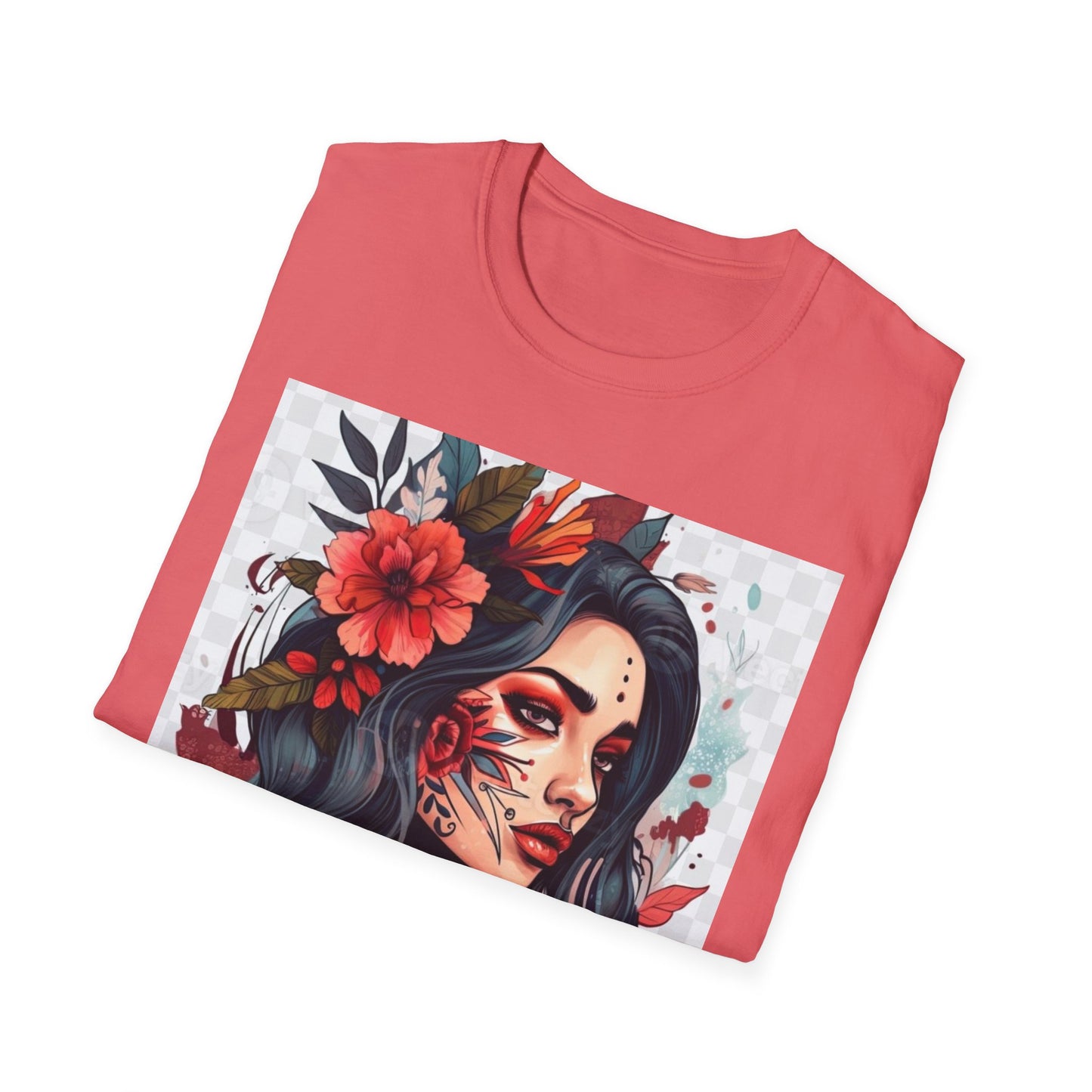 Bold Floral Art Unisex Softstyle T-Shirt