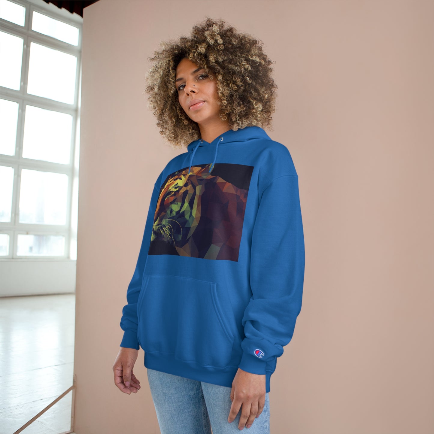 Champion Hoodie with Abstract Tiger Design - Perfect for Animal Lovers
