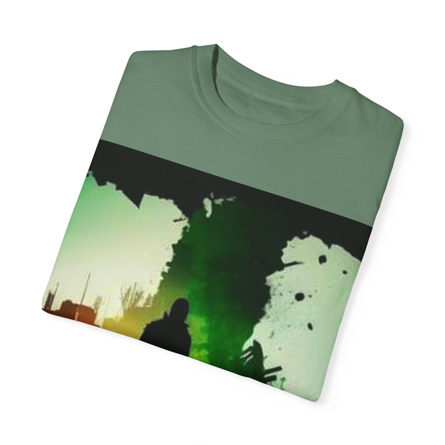 Vintage-Inspired Unisex Garment-Dyed T-Shirt with Artistic Print