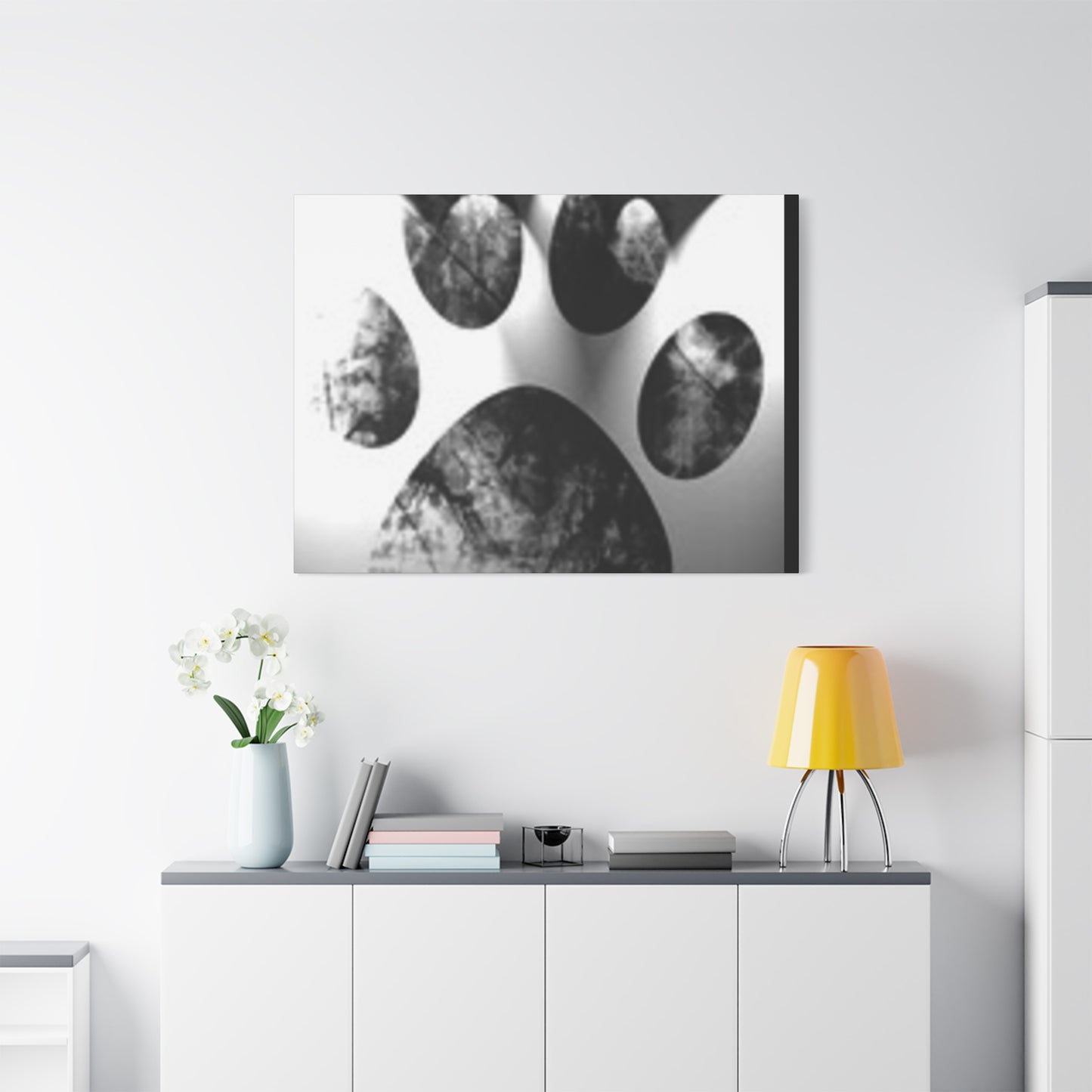 Black Paw Print Canvas Art - Modern Animal Decor for Pet Lovers