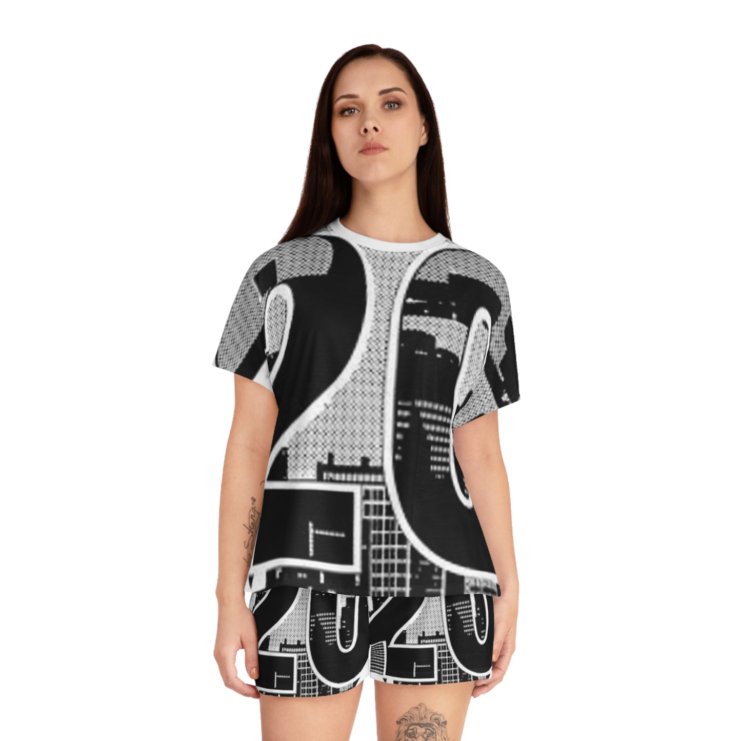 Cityscape 2020 Women's Short Pajama Set - Comfortable Sleepwear for Modern Dreamers