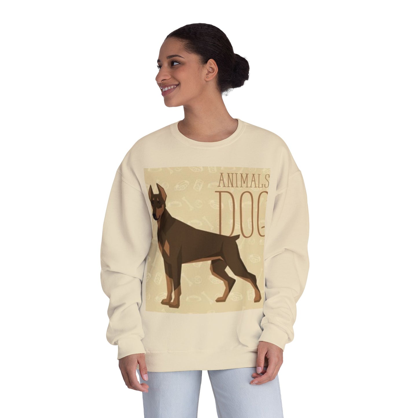 Minimalist White Crewneck Sweatshirt with Nature Design