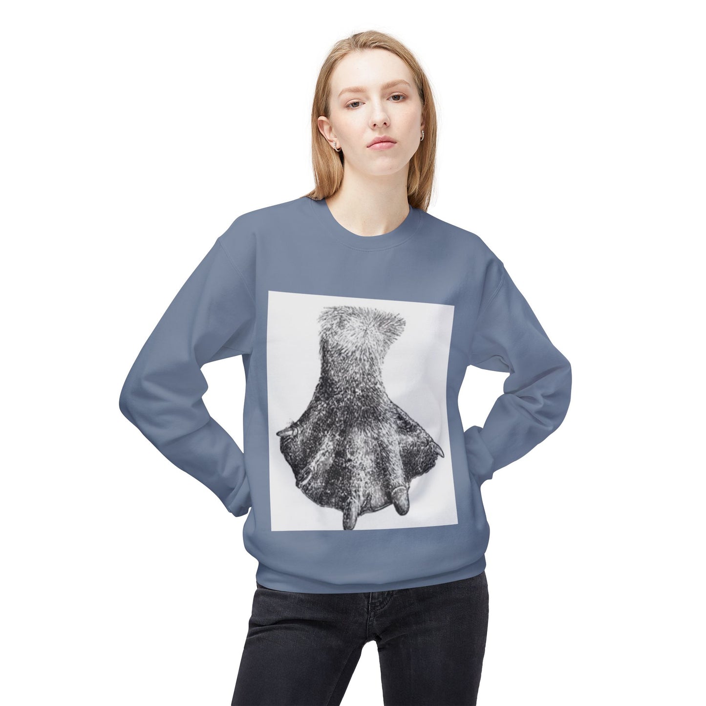 Artistic Fleece Crewneck Sweatshirt with Unique Dress Design