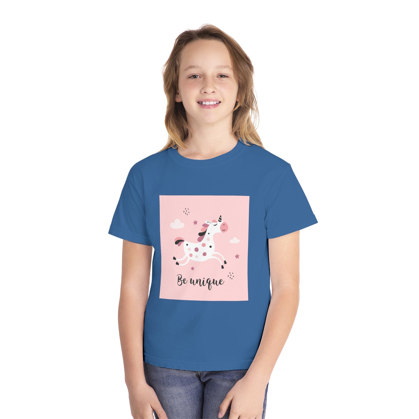 Girls' Unicorn T-Shirt - 'Be Unique' Midweight Tee