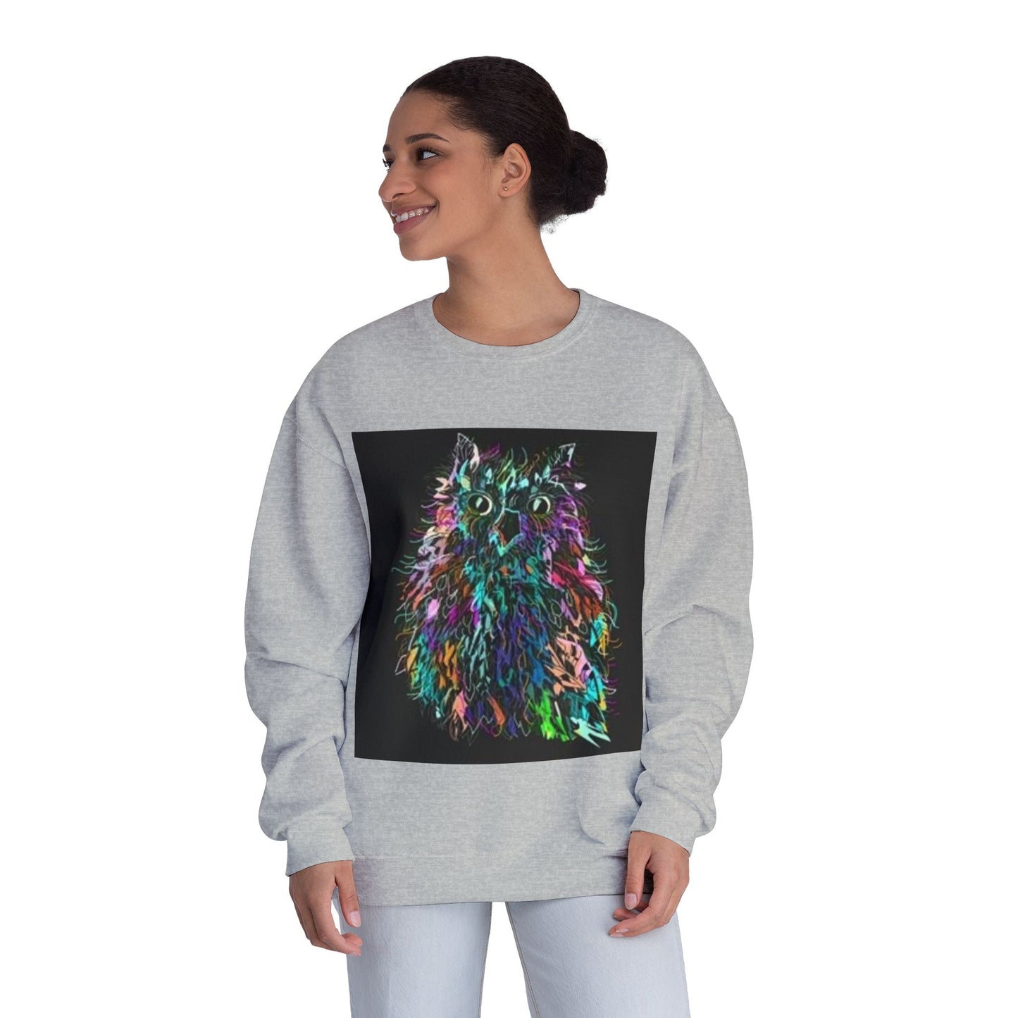 Colorful Cat Graphic Unisex Crewneck Sweatshirt
