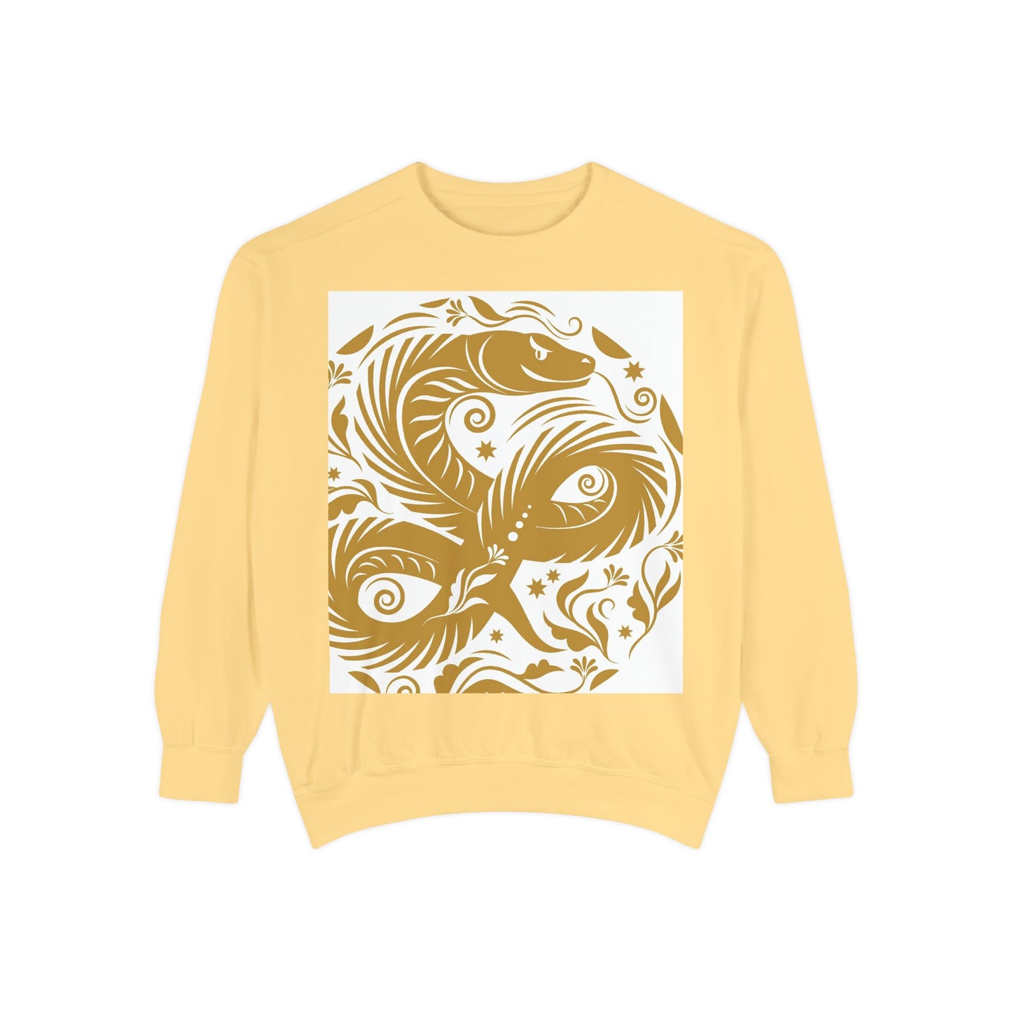 Cultural Vibe Unisex Garment-Dyed Sweatshirt - Tribal Mask & Animal Design