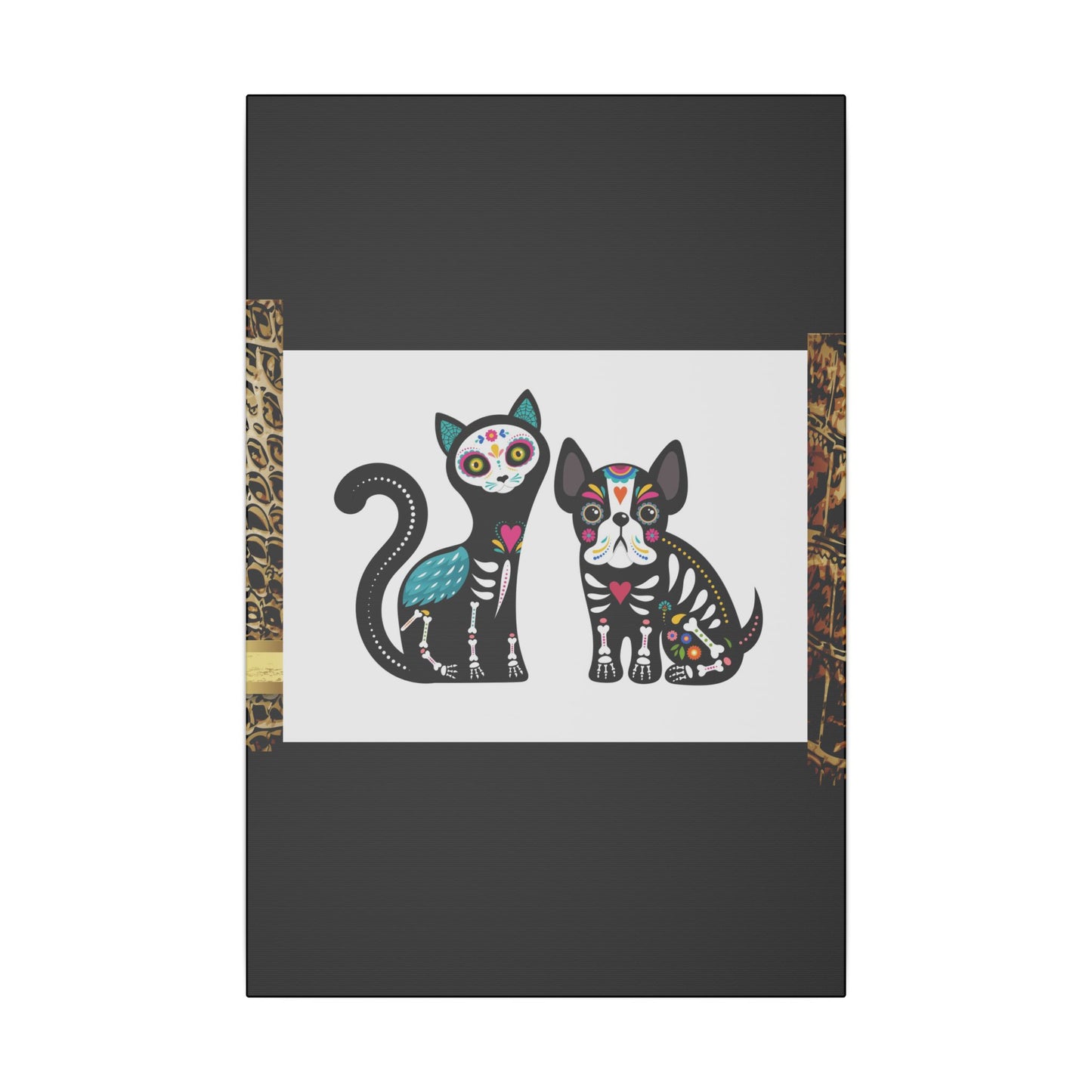 Day of the Dead Pet Canvas Art - Colorful Cat and Dog Wall Decor