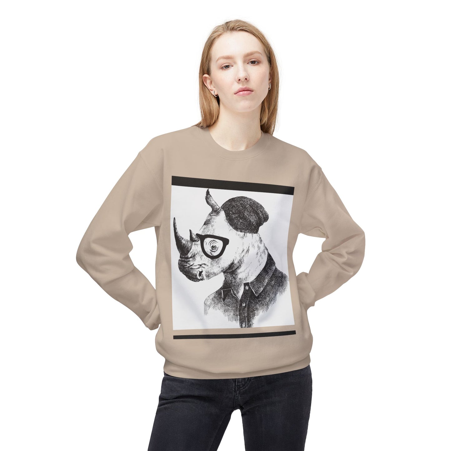 Cool Rhino and Sneakers Fleece Sweatshirt for Trendsetters