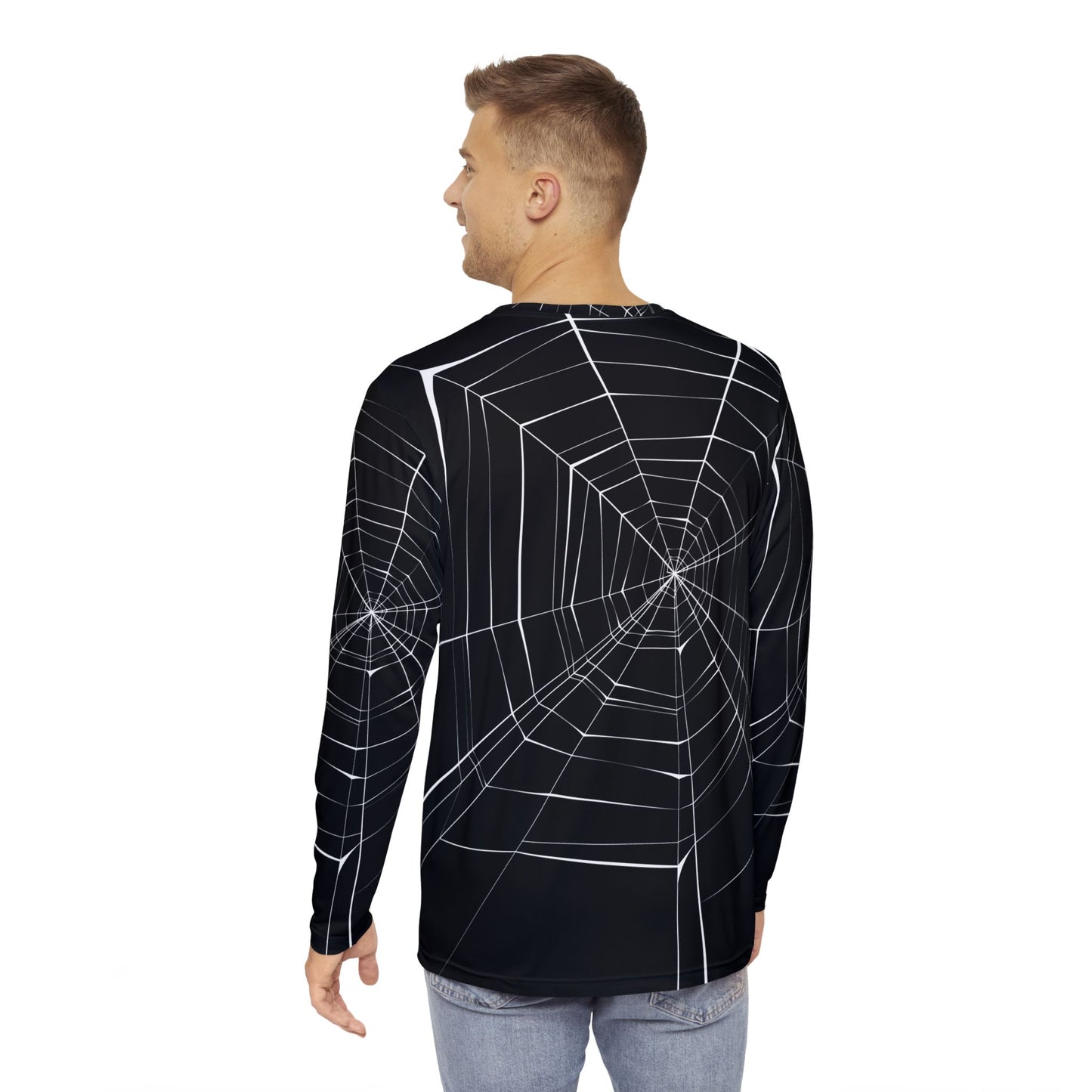 Men's Long Sleeve Spider Web Shirt - Stylish & Unique Halloween Fashion