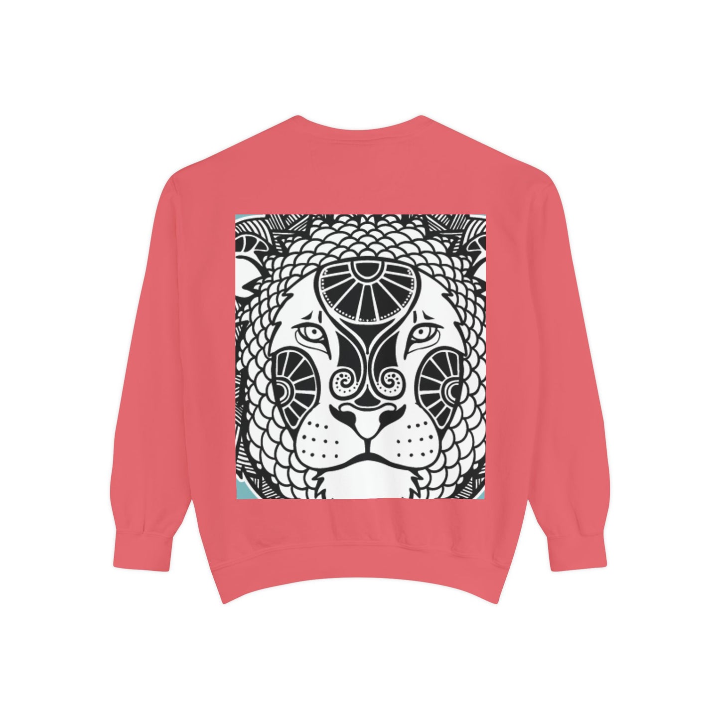 Bohemian Lion Unisex Garment-Dyed Sweatshirt - Cozy & Stylish Animal Graphic Tee for Nature Lovers