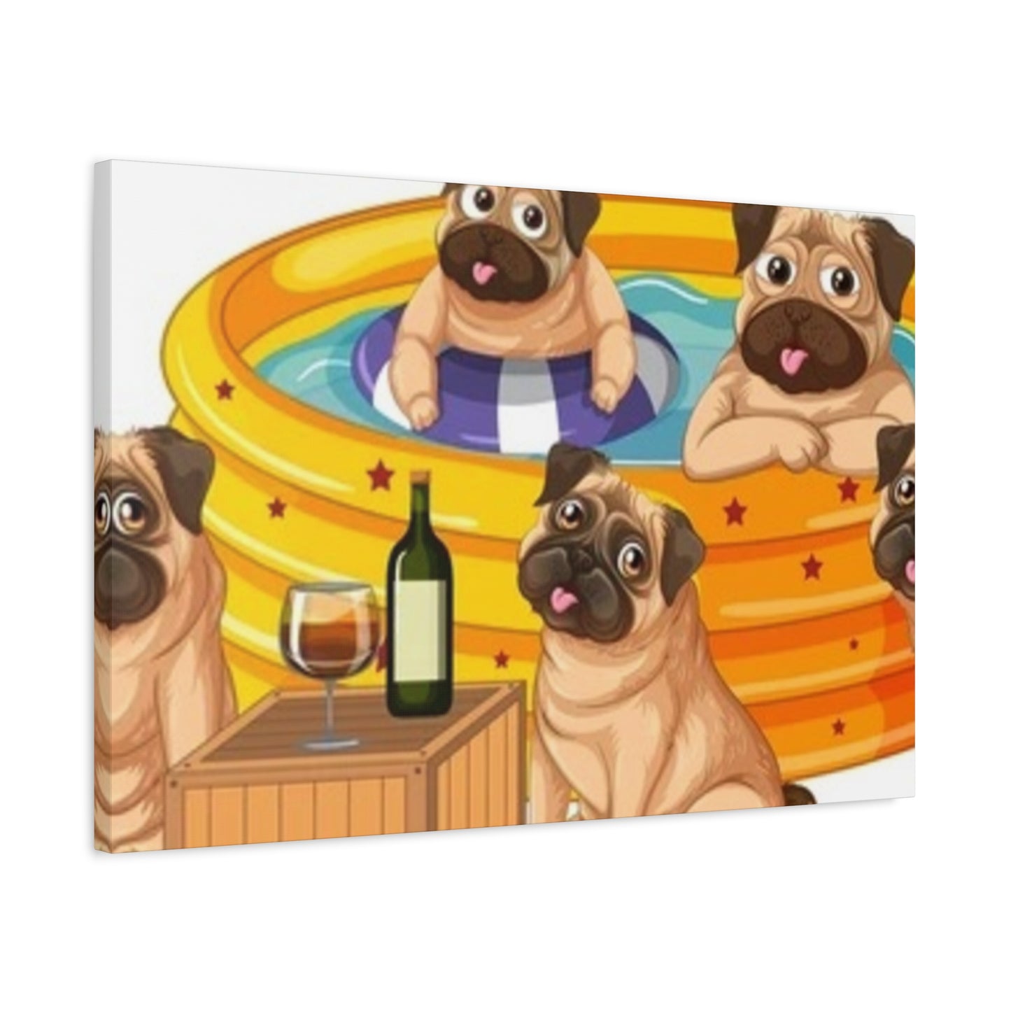 Pug Pool Party Canvas Art - Fun Pet Decor