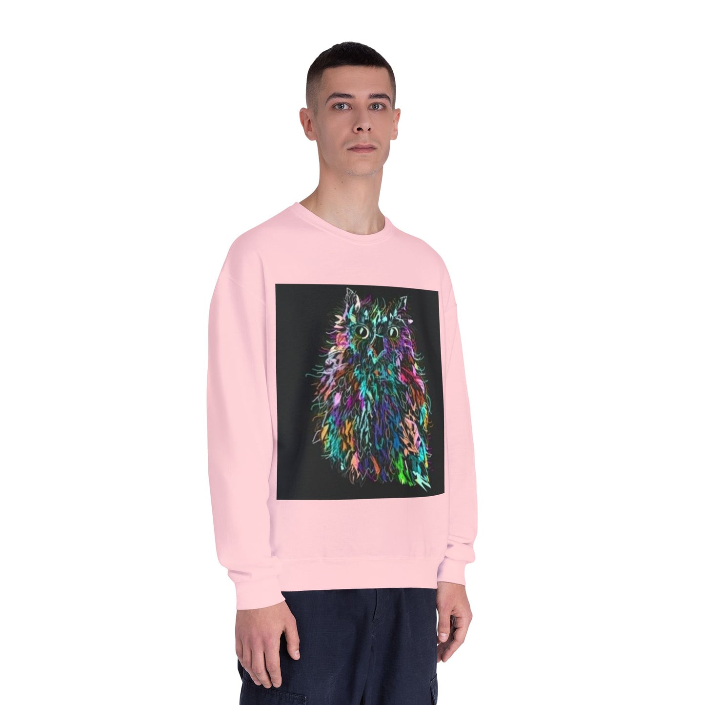 Colorful Cat Graphic Unisex Crewneck Sweatshirt