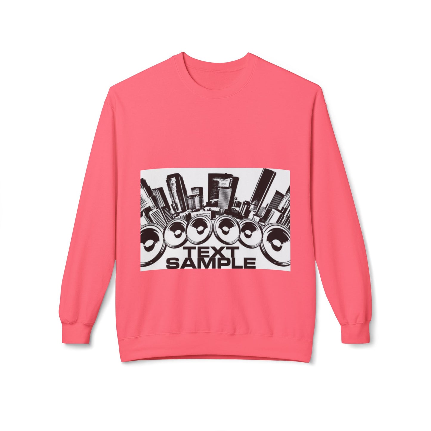 Urban Vibe Sound Wave Crewneck Sweatshirt - Unisex Fleece with Cityscape Design