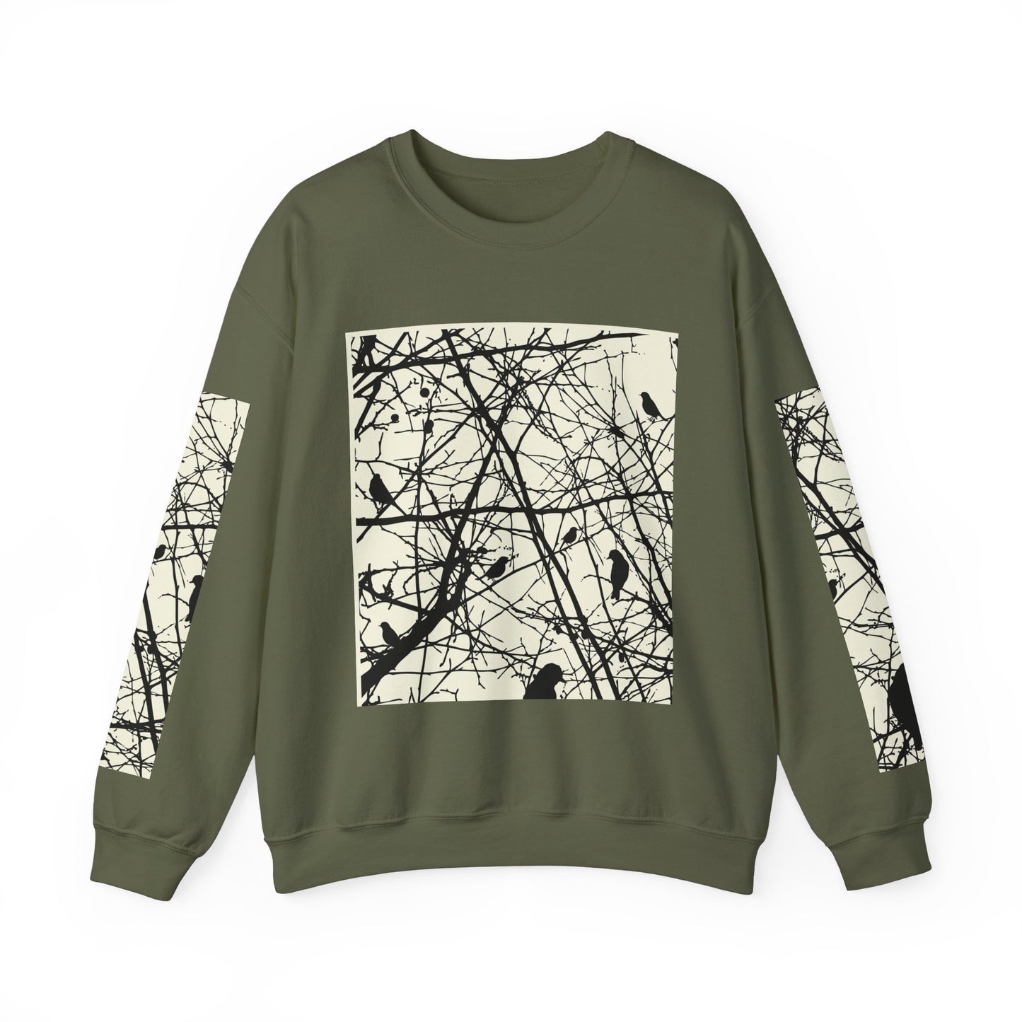 Nature-Inspired Unisex Crewneck Sweatshirt with Bird Print