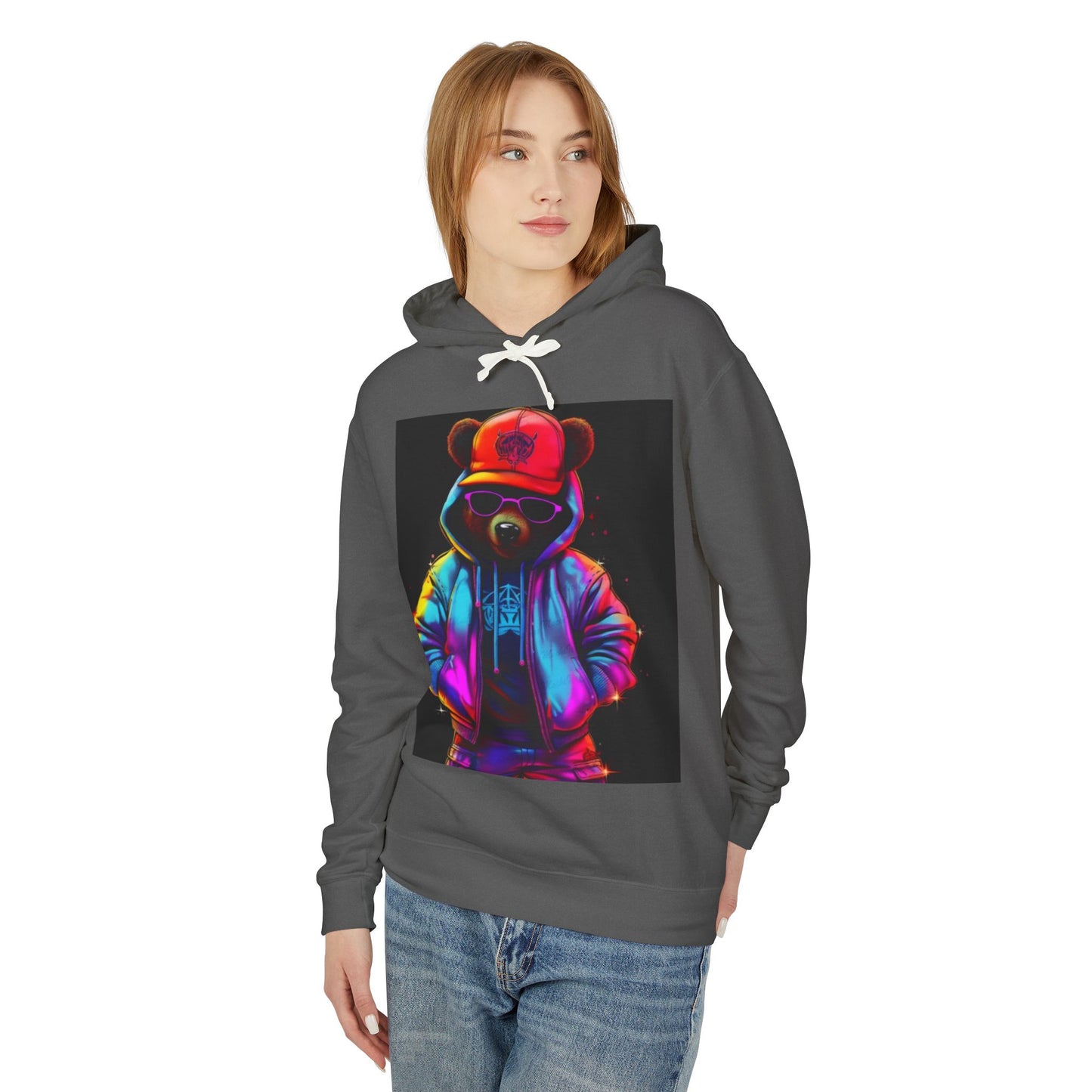 Urban Bear Graphic Hoodie - Unisex Lightweight Sweatshirt