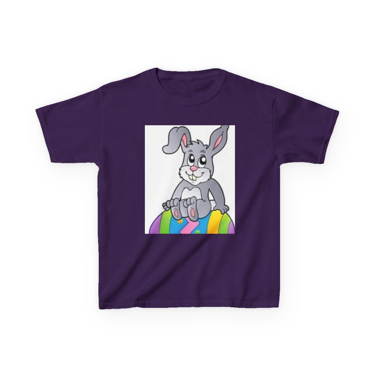 Colorful Bunny Kids Heavy Cotton Tee - Fun Spring T-Shirt for Easter Celebrations