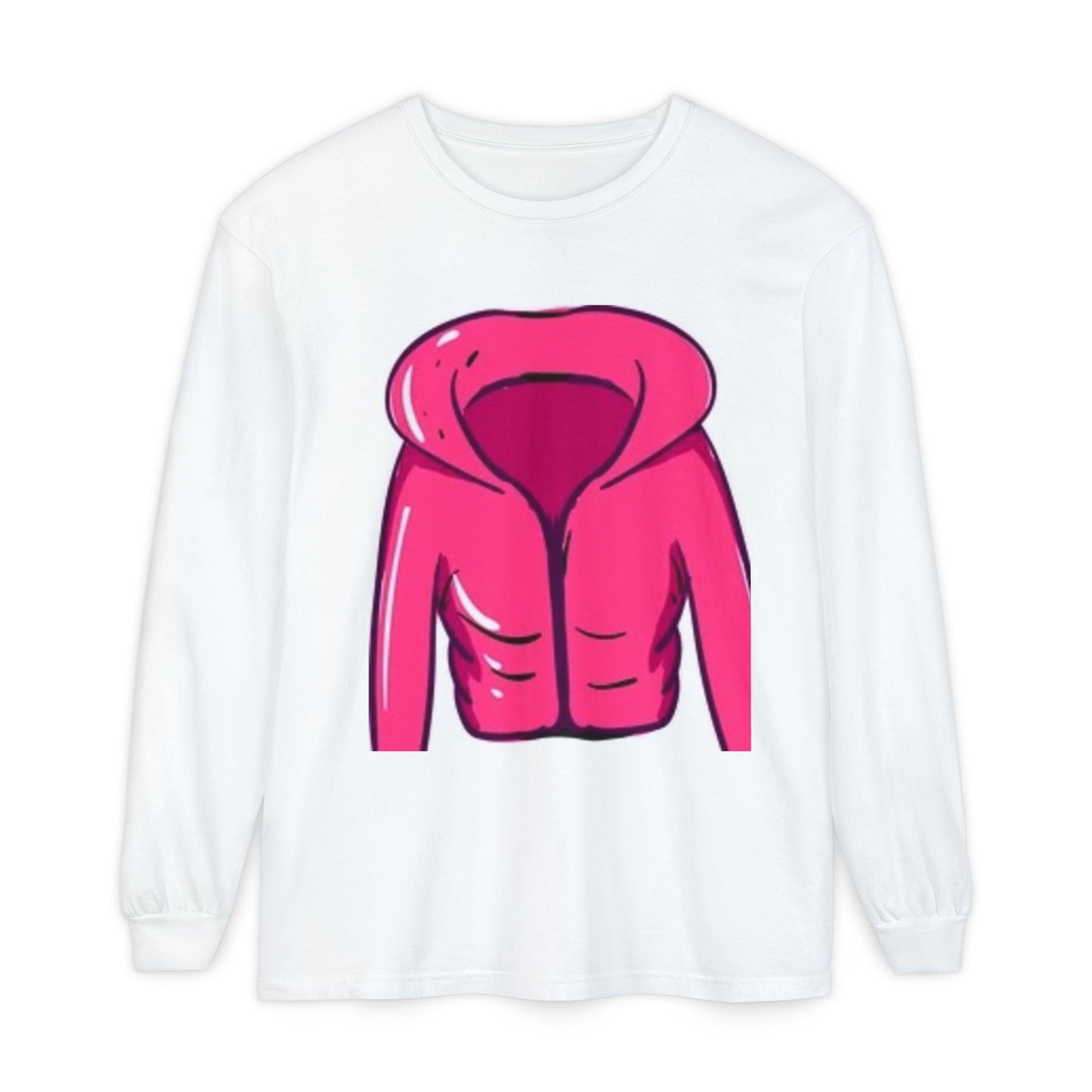 Unisex Garment-Dyed Long Sleeve T-Shirt - Cute Hoodie Print for Casual Wear