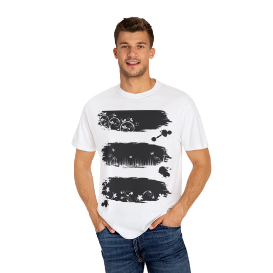 Artistic Unisex Garment-Dyed T-Shirt with Floral Design