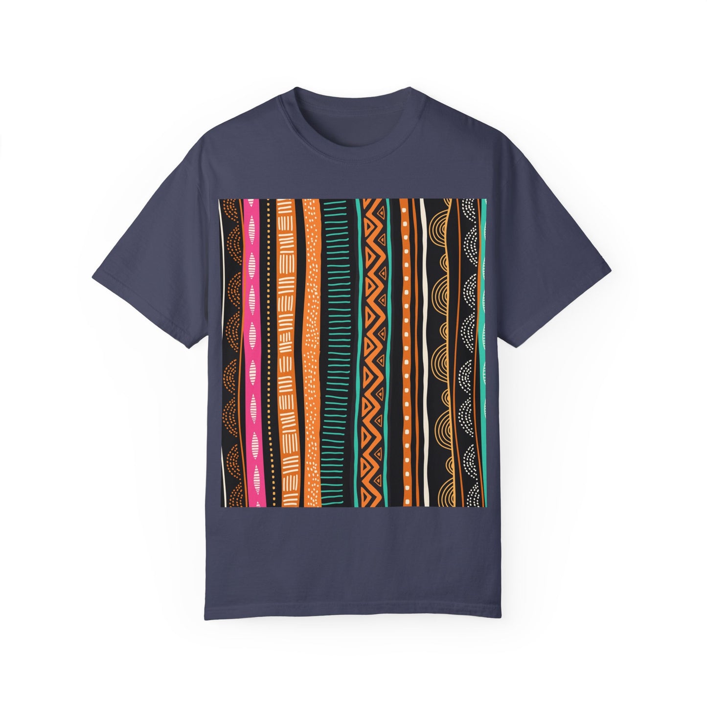 Vibrant Graphic Unisex T-Shirt - Colorful Tribal Stripes Design