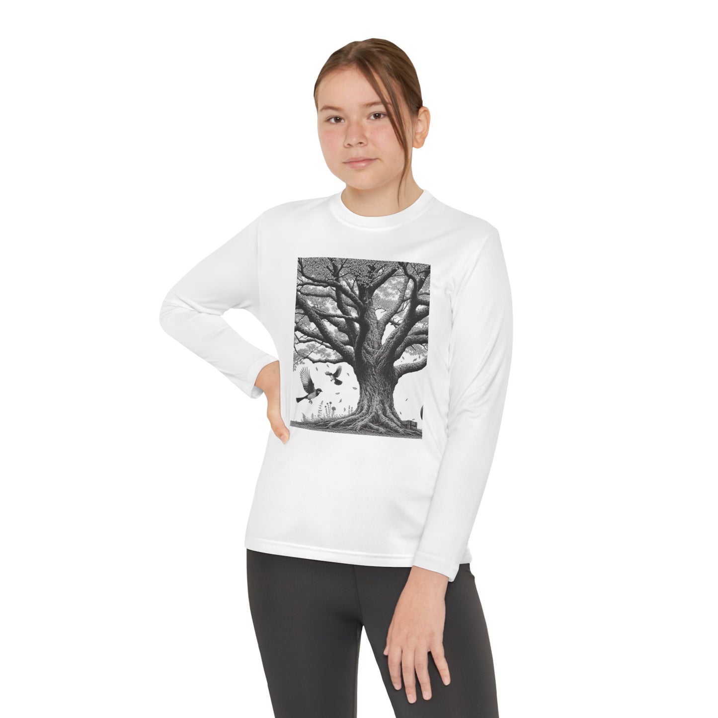 Youth Long Sleeve Tree Graphic Tee - Nature Inspired Design