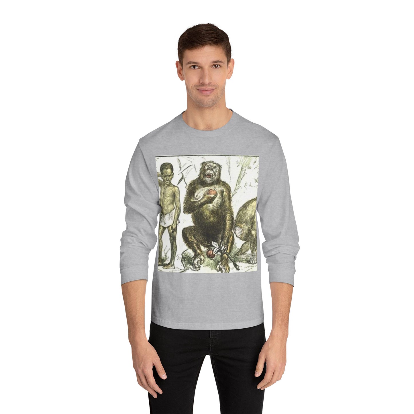 Artistic Long Sleeve T-Shirt - Unique Vintage Animal Illustration