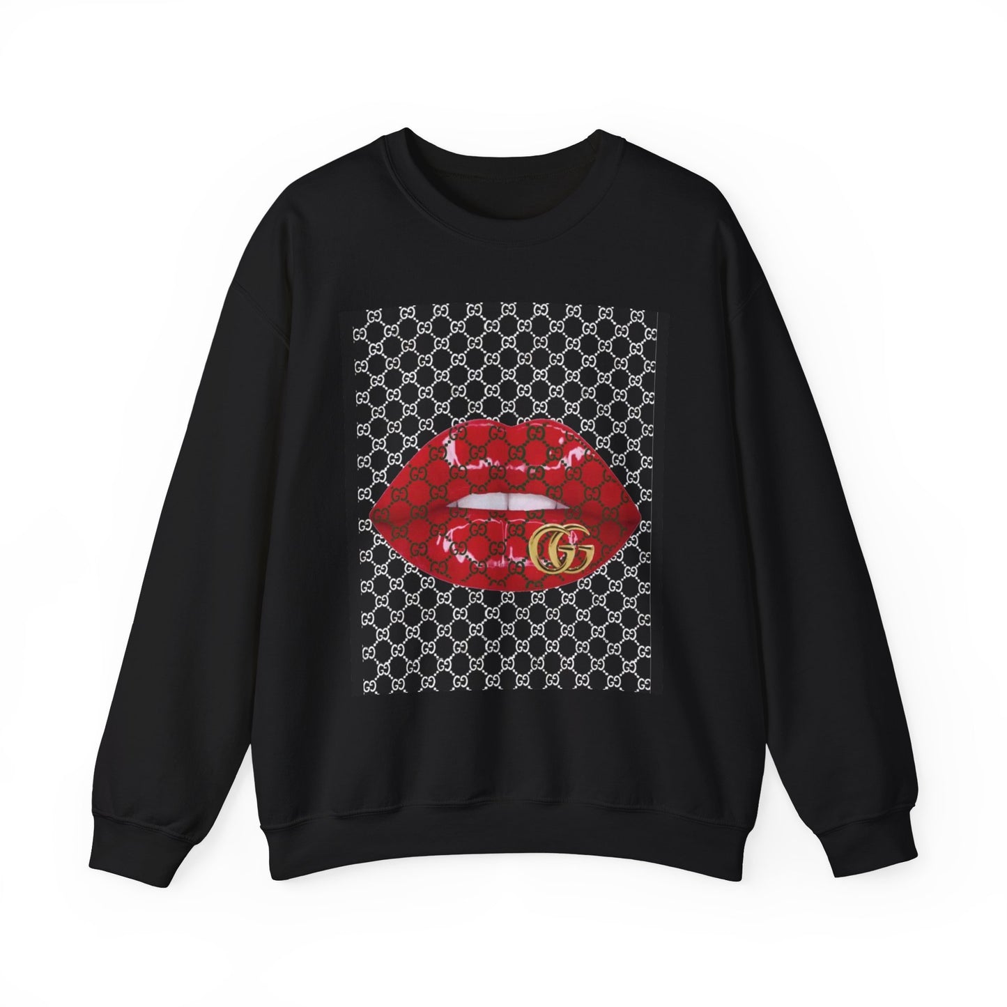 Trendy Unisex Graphic Crewneck Sweatshirt with Lip Design