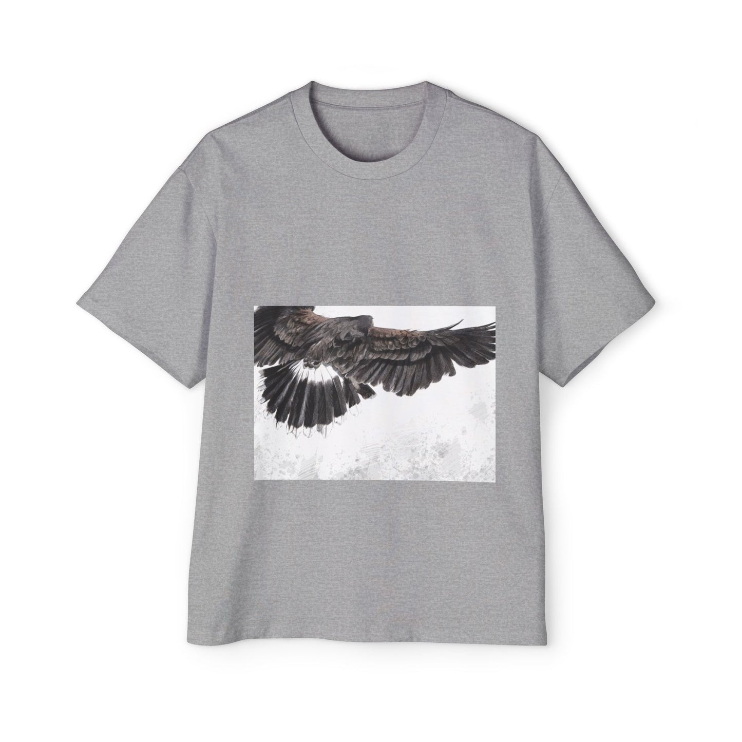 Men's Heavy Oversized Tee - Bold Eagle and Skull Print