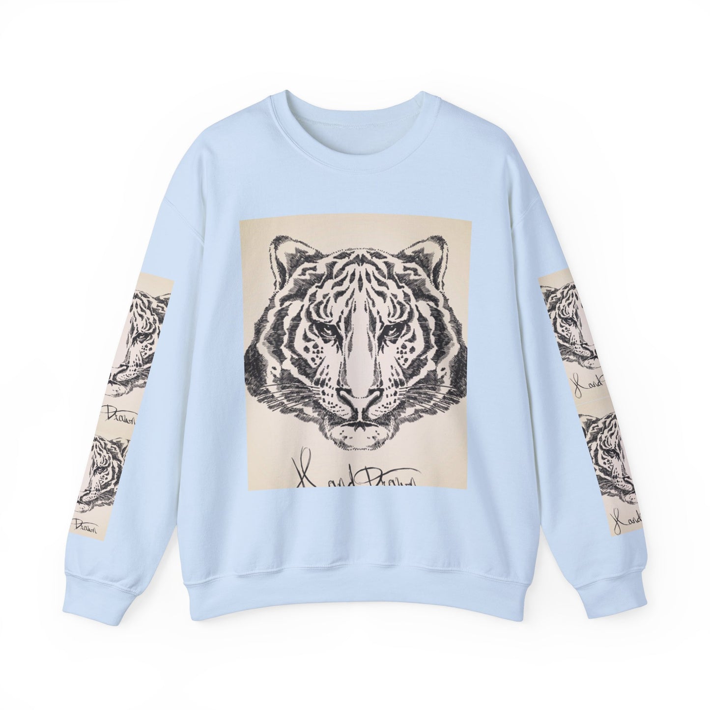 Artistic Tiger Print Crewneck Sweatshirt – Unisex Heavy Blend