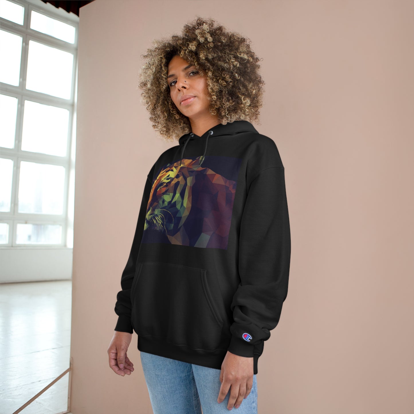 Champion Hoodie with Abstract Tiger Design - Perfect for Animal Lovers