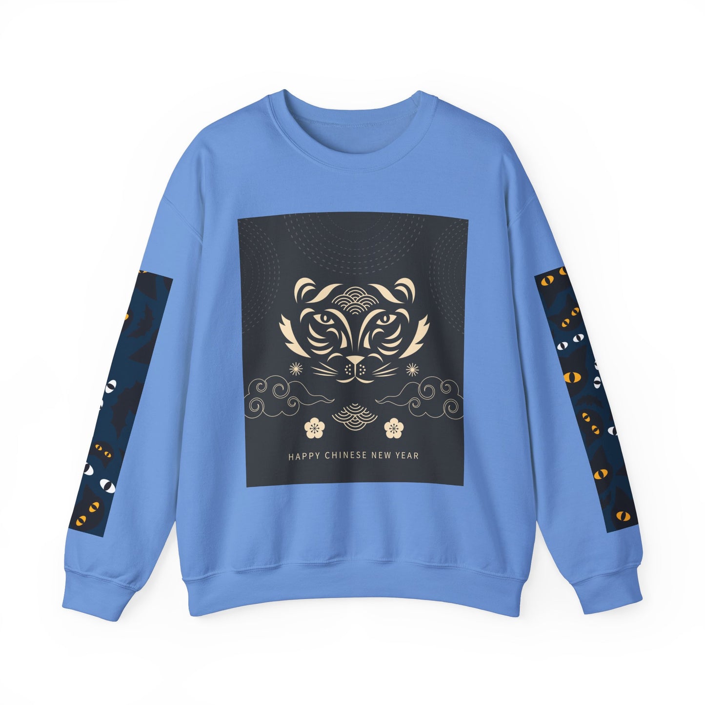 Halloween-Themed Unisex Crewneck Sweatshirt with Spooky Eyes and Bird Design