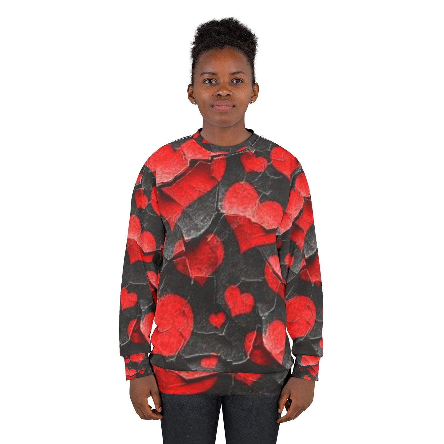 Romantic Heart Print Unisex Sweatshirt - Perfect for Valentine's Day
