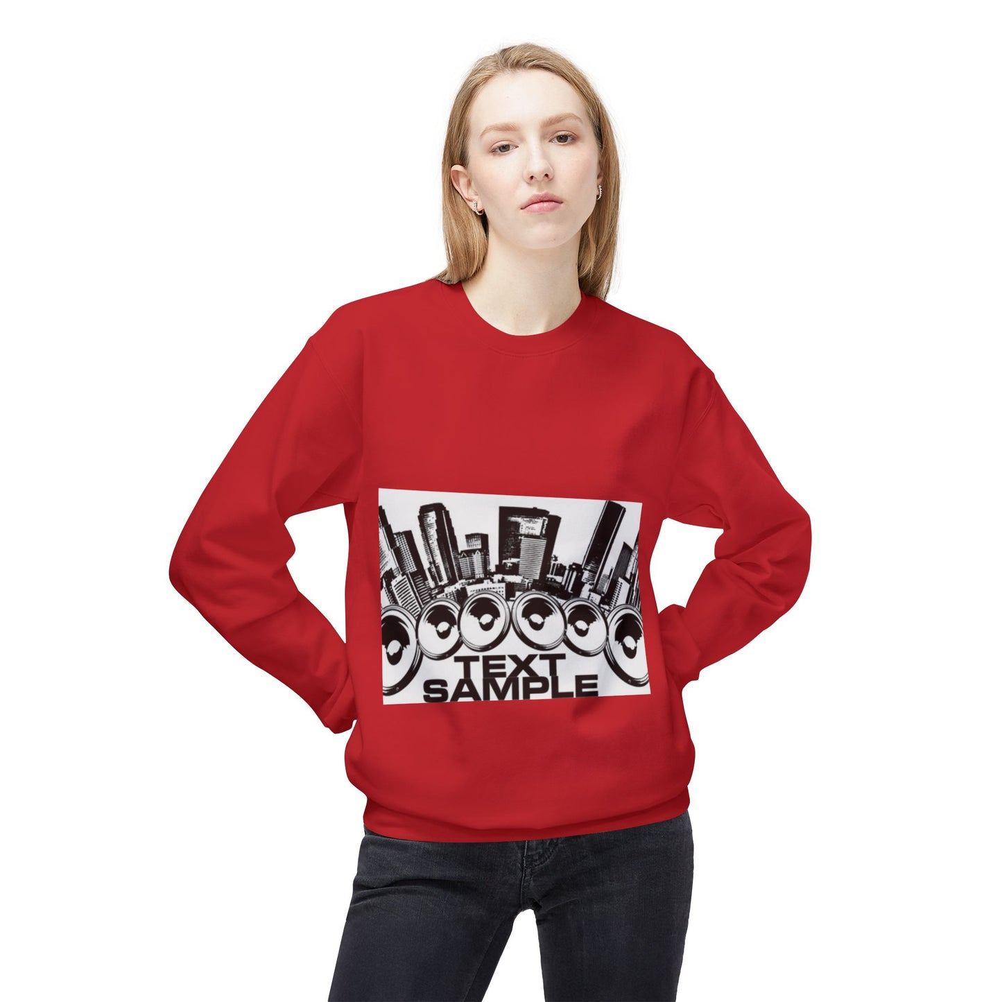Urban Vibe Sound Wave Crewneck Sweatshirt - Unisex Fleece with Cityscape Design