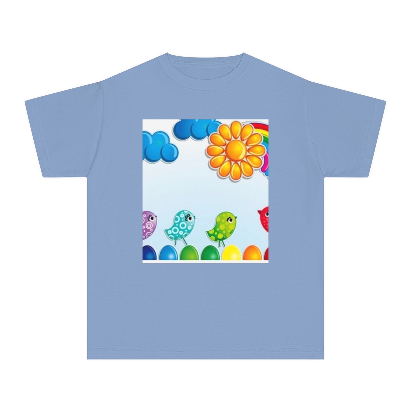 Colorful Spring Birds Youth Midweight Tee | Fun and Playful Shirt for Kids