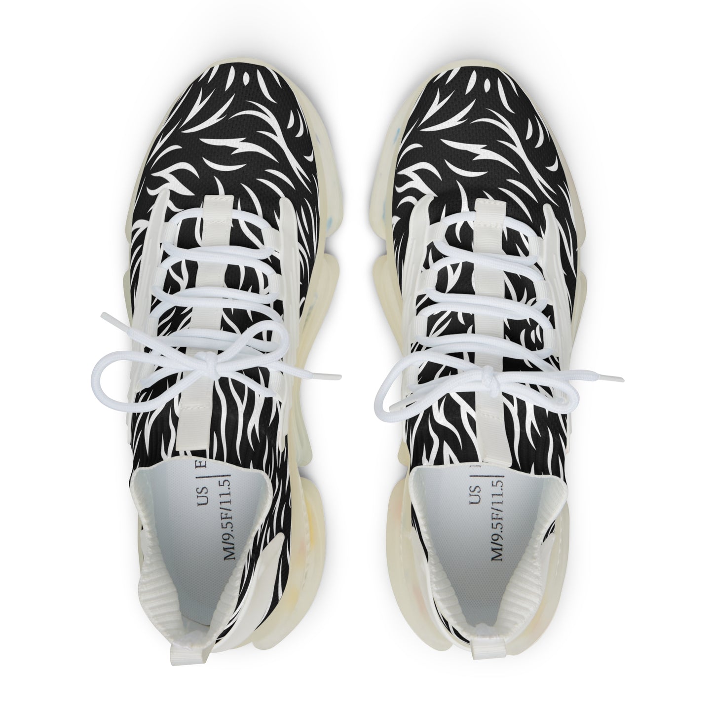Stylish Black and White Mesh Sneakers for Men - Trendy Athletic Footwear